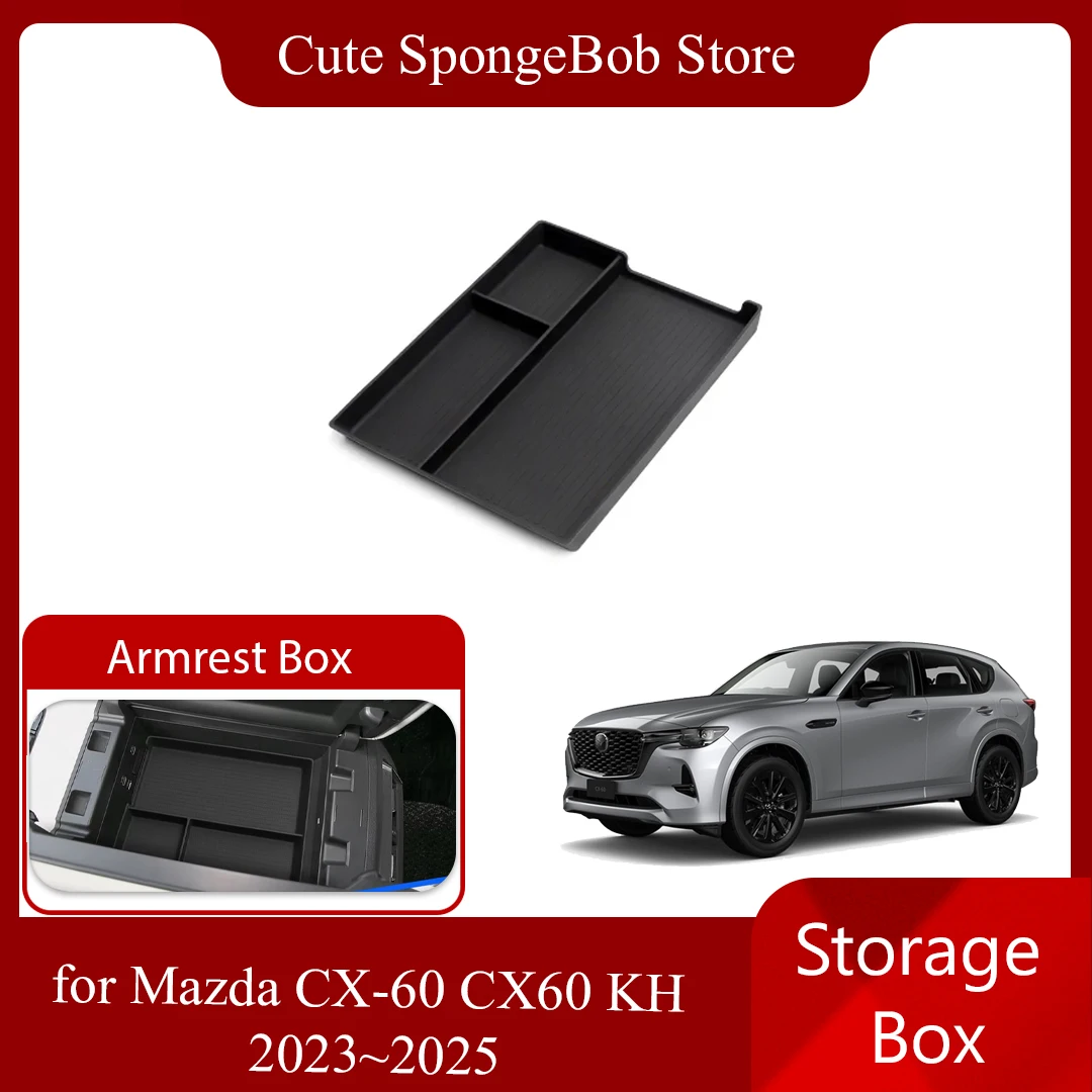 Фото Автомобильный ящик для хранения для Mazda CX-60 CX60 KH 2023 ~ 2025 2024, подлокотник, подстаканник, центральная консоль, органайзер для мелочей, лоток, аксессуары №1