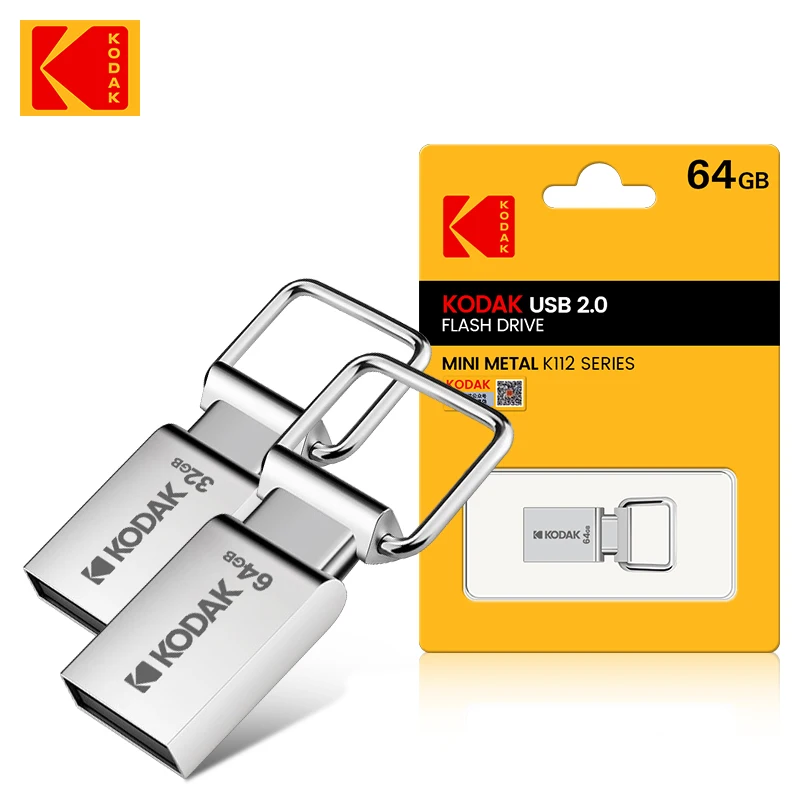 

5PCS KODAK K112 Super Mini Metal USB Flash Drive 64GB 32GB 16GB USB2.0 Flash Disk Flash pendrive Memory stick pen drive Car Key