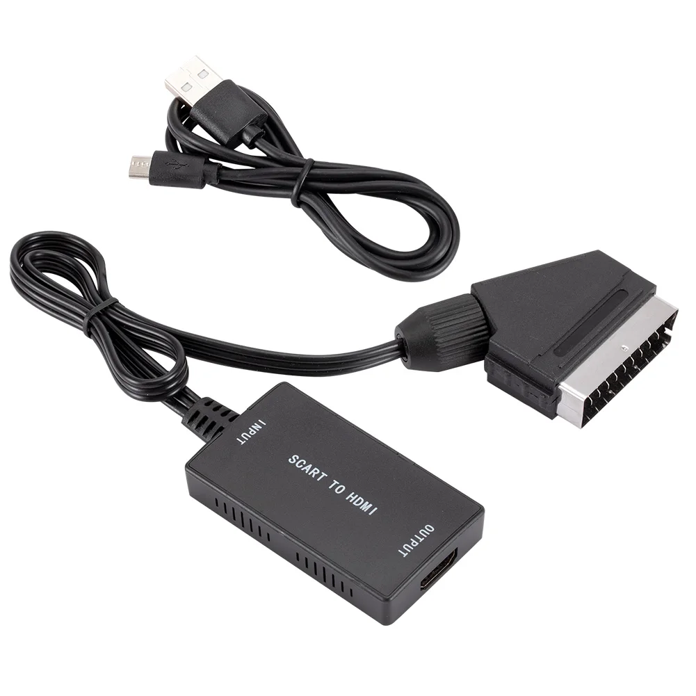 Convertidor de Audio y vídeo compatible con SCART a HDMI, Adaptador de...