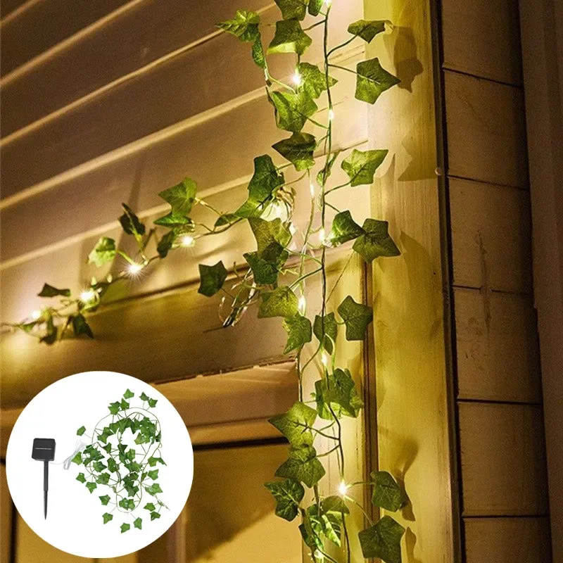 

Светодиодная гирлянда на солнечной батарее, украшение на Рождество, свадьбу, новый год, светодиодные лампы на солнечной батарее, уличное освещение, искусственный зеленый лист, роза, цветок