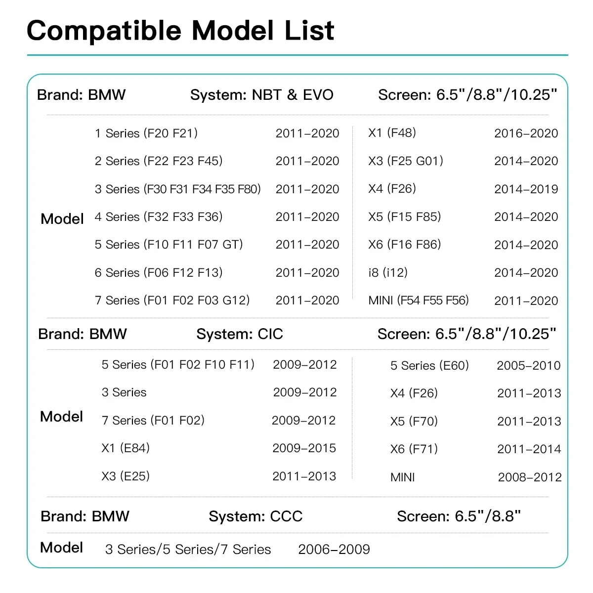 Фото Беспроводной CarPlay для BMW NBT/CIC/EVO/CCC 1 2 3 4 5 7 серии E70 F10 X1 X3 F25 F26 F48 MINI X4 X5 X6 F56 F15 Android Auto декодер №3
