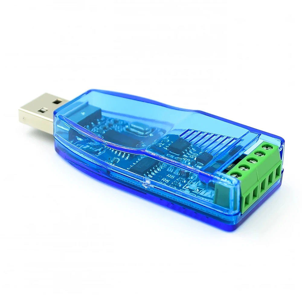 

USB Type A Connector Industrial USB To RS485 Converter Upgrade Protection RS-485 Converter Blue Transparent ABS