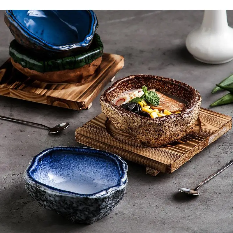 Керамические миски для лапши рамен неправильной формы обеденная тарелка на