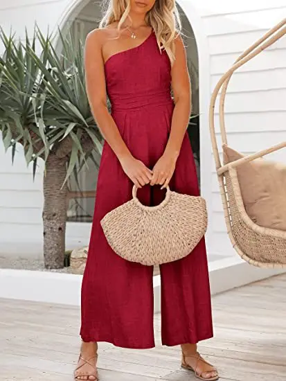 

Women's One-piece Pants Summer Pants Suspender Wide Leg Pants Stain Quality