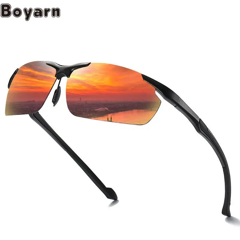 

Foreig Trade New Aluminum Magnesium Polarized Sunglasses Riding Color-changing Anti-high Beam Half Frame Driving Night Vision Gl