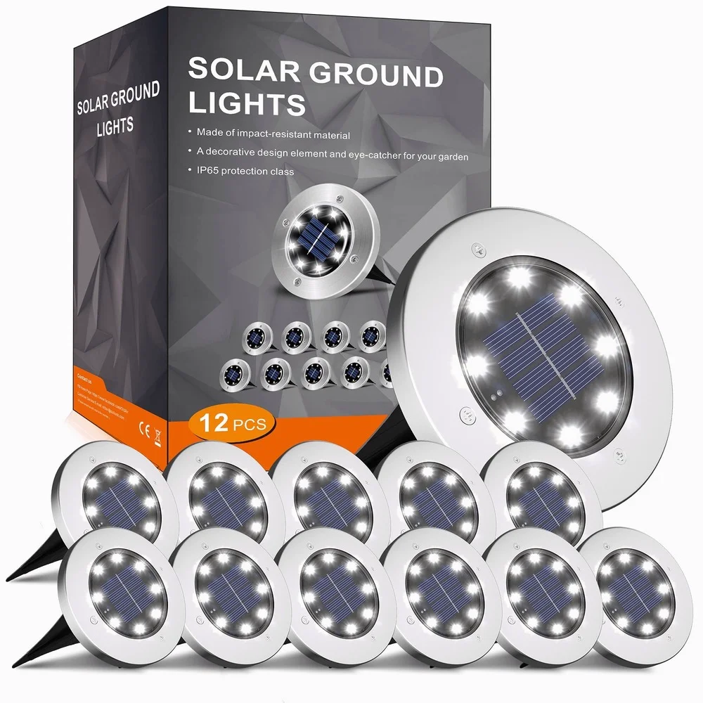 14 Packs 20LED Solar Ground Lights Waterproof In-Ground Outdoor Landscape Lighting Patio Pathway Lawn Yard Deck Driveway Walkway