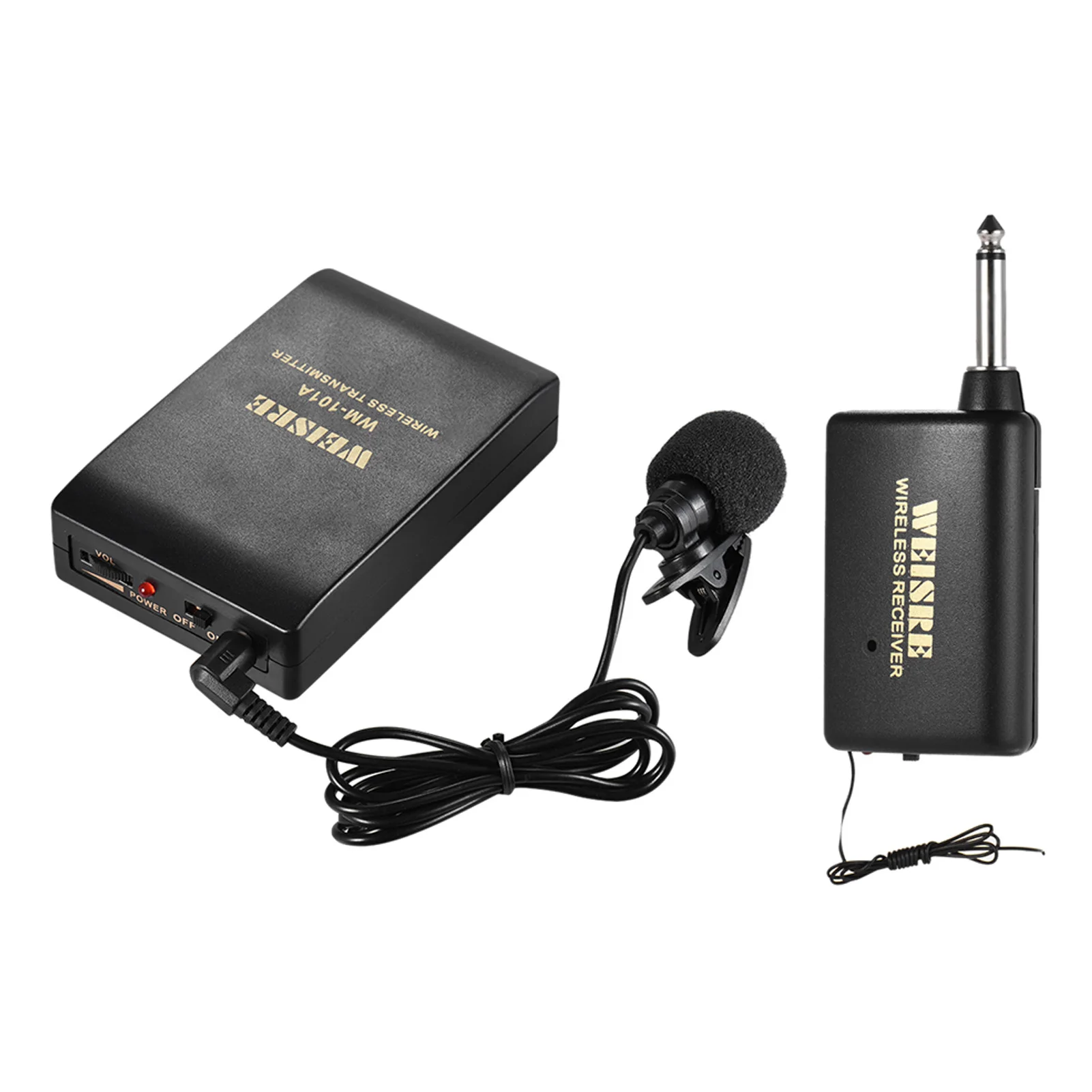 

Portable Lapel Collar Clip-on FM Wireless Microphone System Voice Amplifier 1/4in Output Plug with Bodypack Transmitter