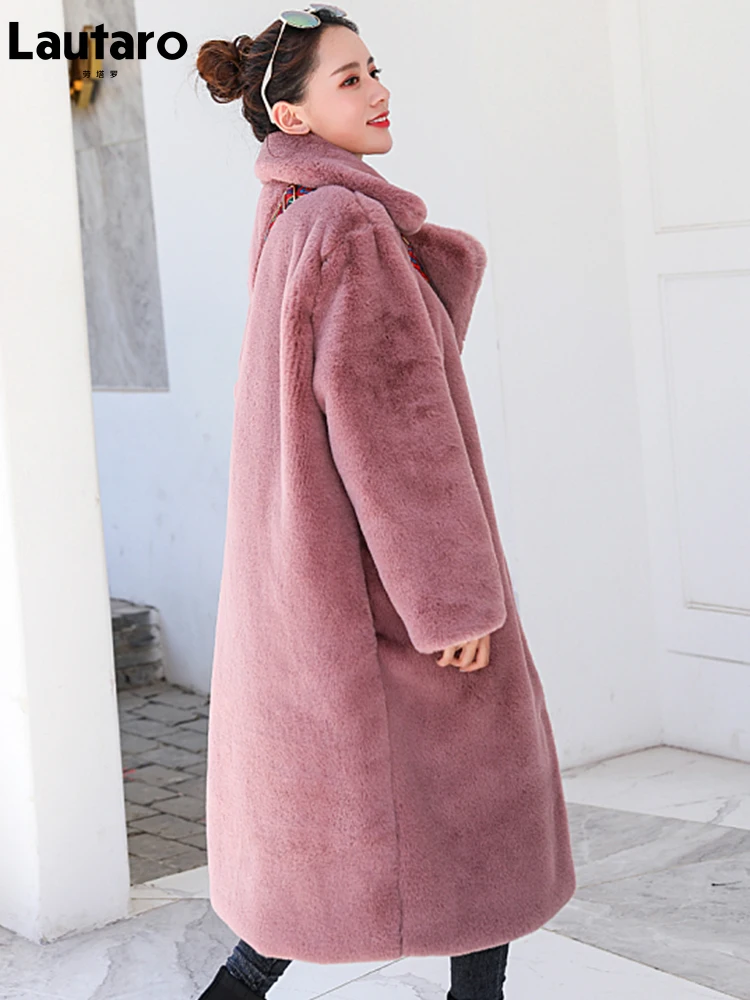 Lautaro осень зима длинная черная теплая толстая мягкая пушистая шуба из