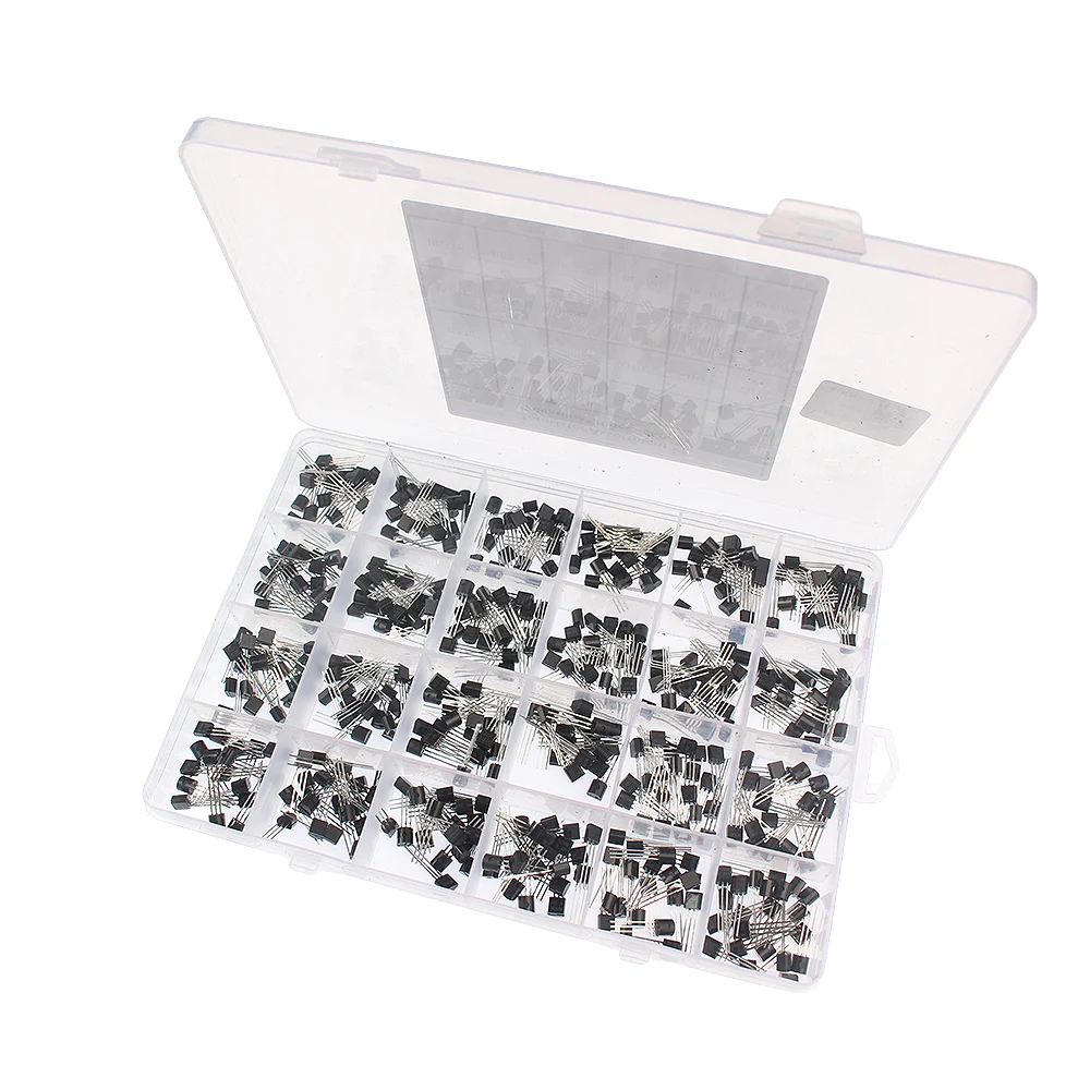 

24 Values Transistor Assortment Kit Set Box,BC327 BC517 BC547 BC548 BC549 BC550 BC556 BC557 BC558 BC887 S8050 S8550 S9012 S9013