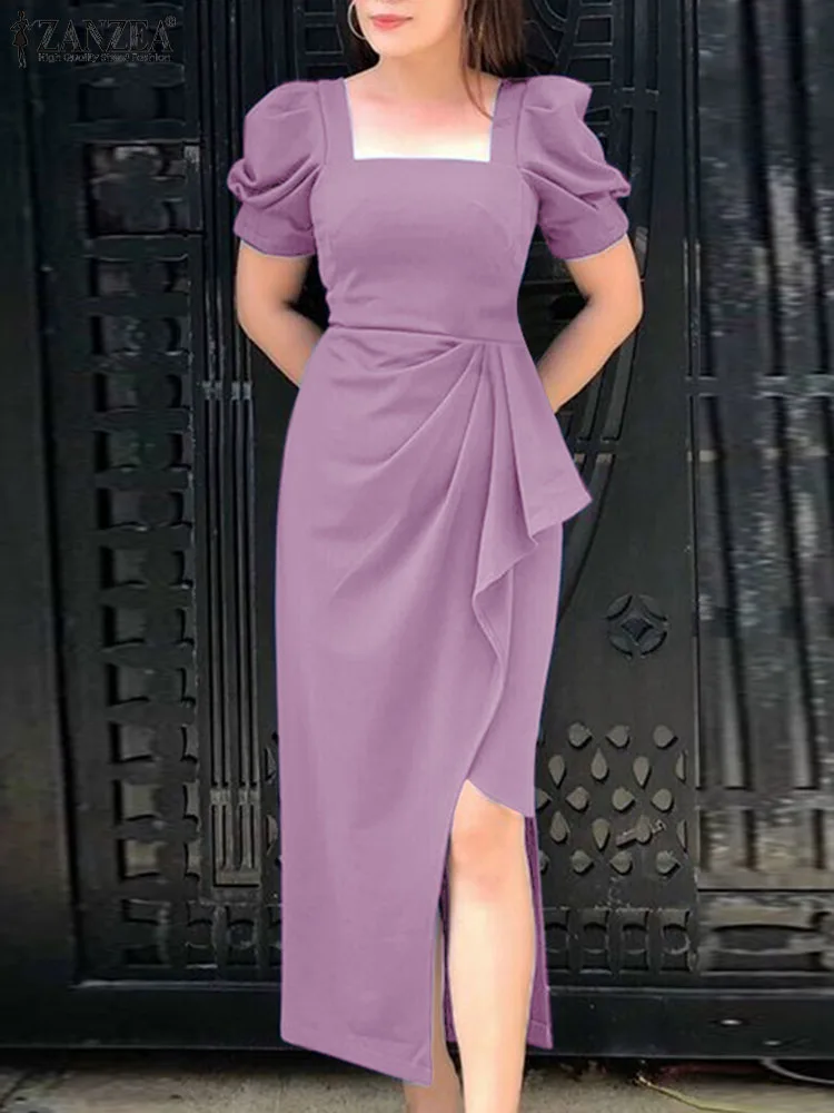 Платье ZANZEA женское вечернее с квадратным вырезом Элегантное Длинное