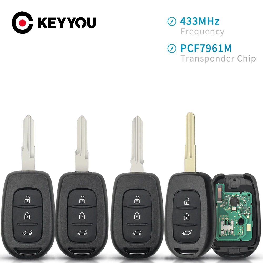 

Пульт дистанционного управления KEYYOU с 3 кнопками для автомобиля для Renault Duster Clio4, Sandero, Symbol Master3, Trafic, Dacia, Logan, лодgy, Dokker, 4A, 433 МГц