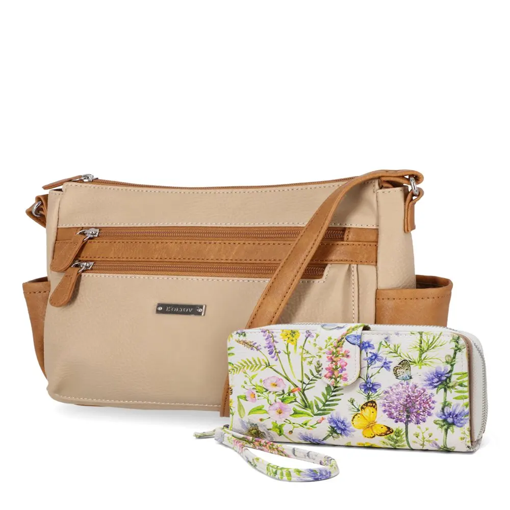 Vegan Leather Naomi Large Crossbody with Willow Wallet, Chino