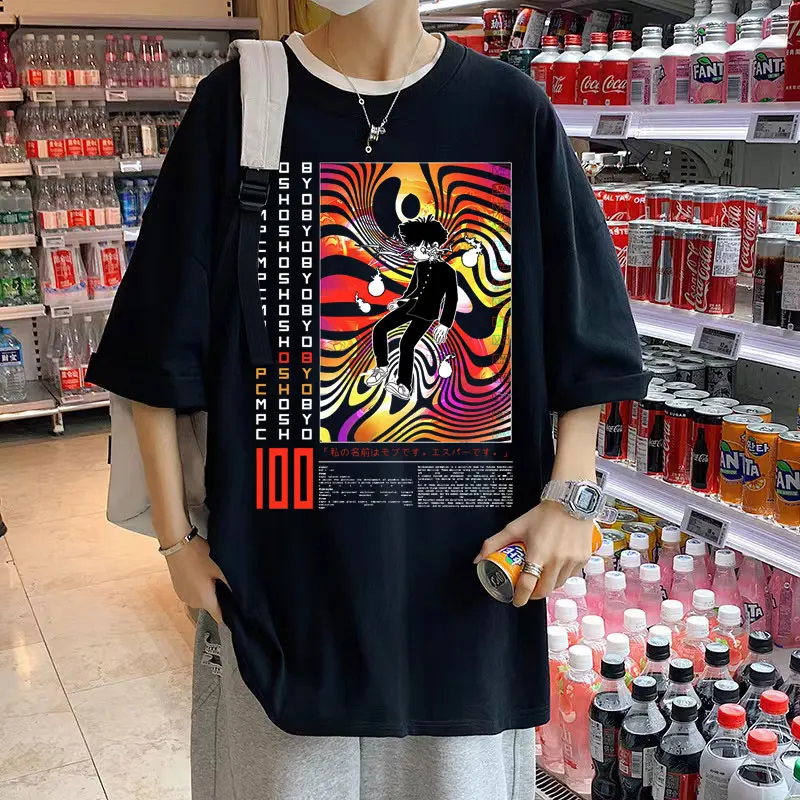 

Hpt Sale Cartoon Men Women Fashion Oversized T-shirt Manga Printed Tshirt Anime Mob Psycho 100 Shigeo Kageyama Graphic T Shirt
