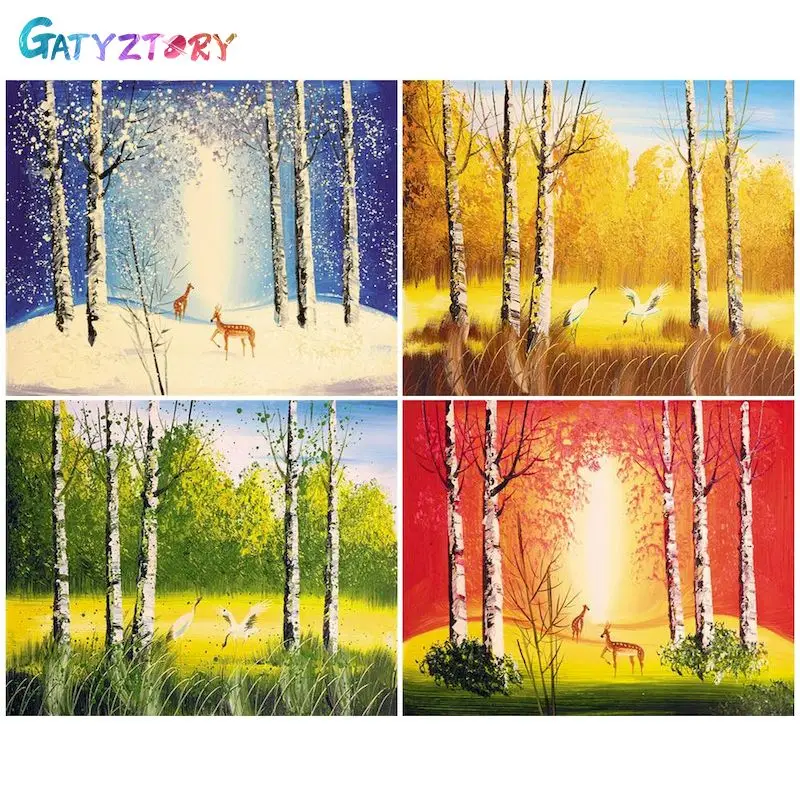 

GATYZTORY 60x75CM Frame Painting By Numbers Animals in Forest Number Painting For Home Decor ON Canvas Painting For Wall Art