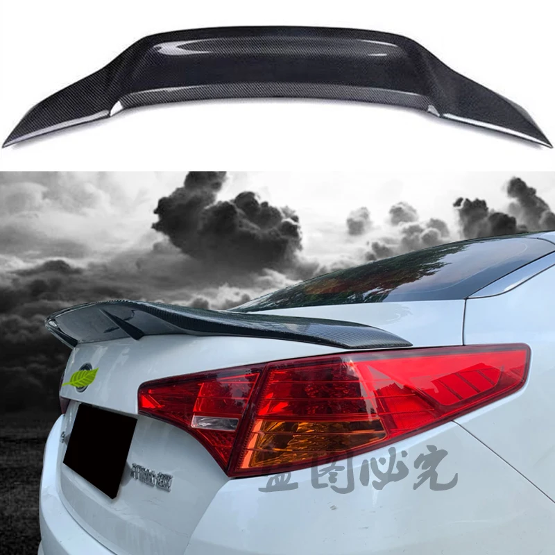 Фото Для Kia K5/спойлер Optima 2011 2012 2013 ABS/неокрашенное глянцевое черное углеродное волокно заднее крыло R-типа спойлер, аксессуары №1