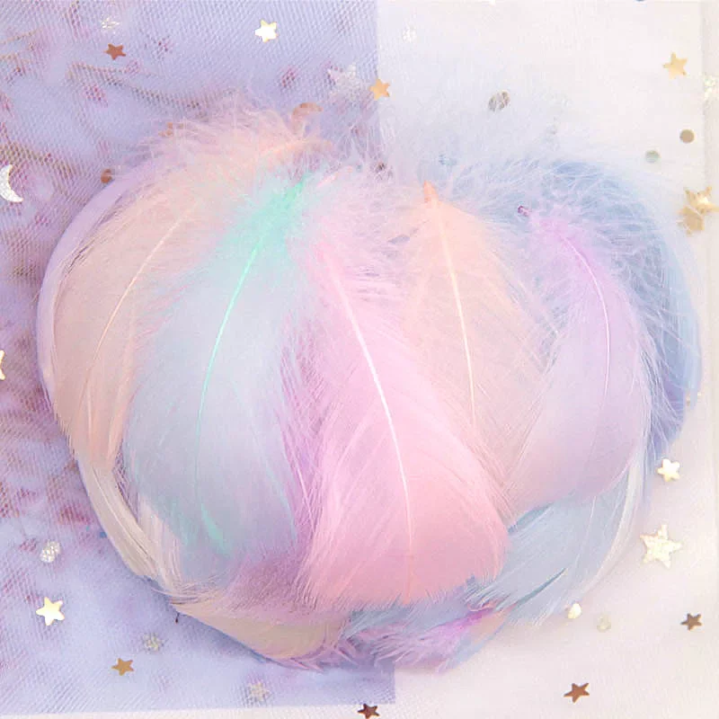 

Natural Goose Feathers 4-8cm Small Floating Colourful Swan Feather Plume for Craft Wedding Jewelry Home Decoration Plumes 100pcs