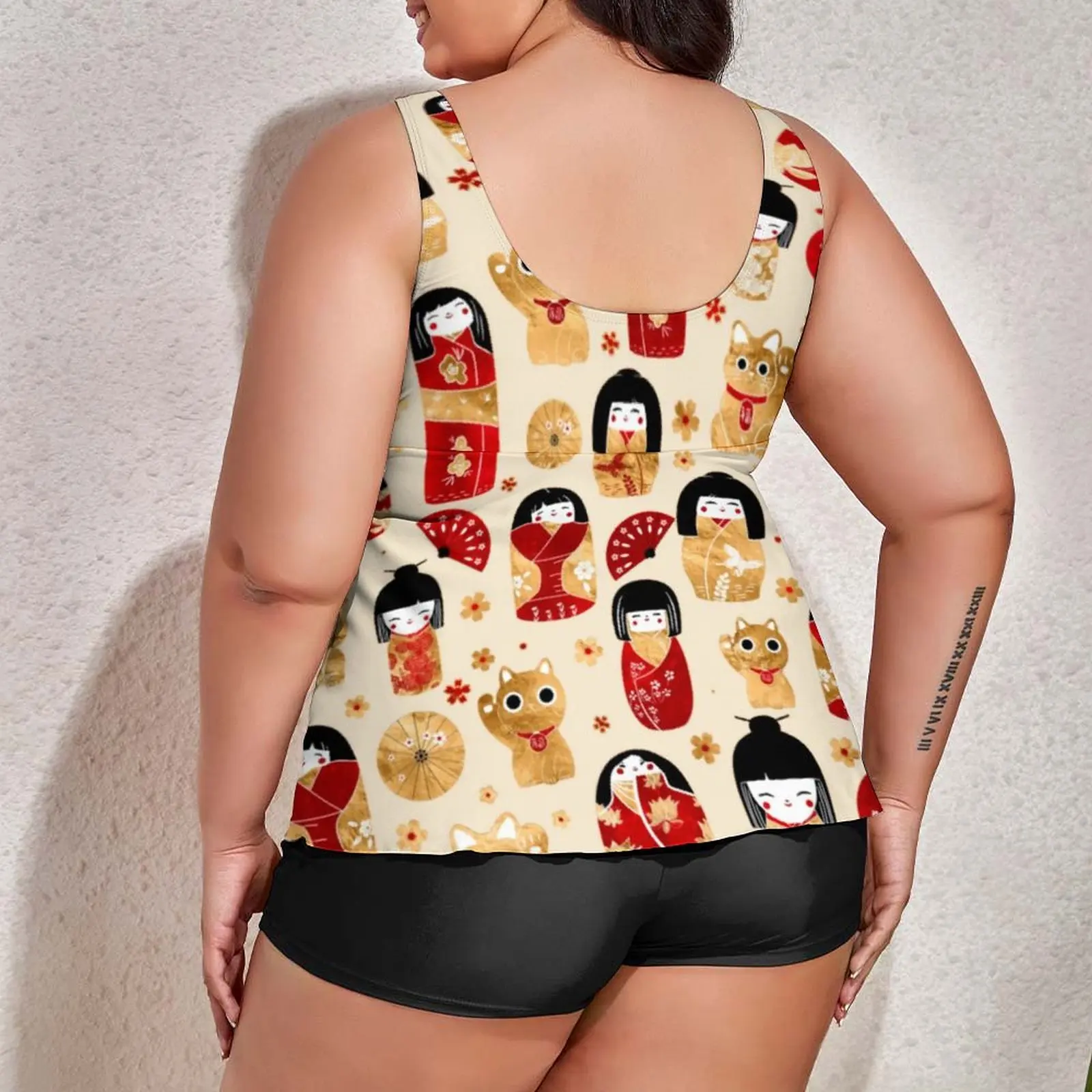 Купальник-танкини женский из двух предметов в стиле ретро |