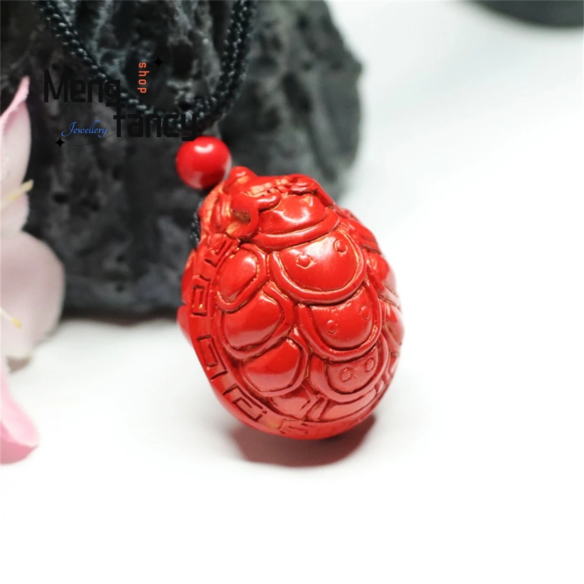 

Natural Authentic Red Cinnabar Three-dimensional Dragon Turtle Primitive Year Pendant Simple Personalized Versatile Fine Jewelry