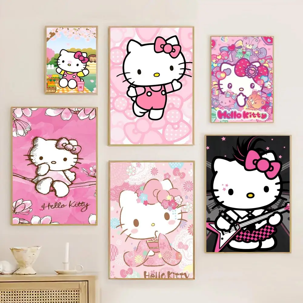 Ретро Стиль Милый K-kitty Белый Hello Мультфильм Плакат Наклейка Водостойкий