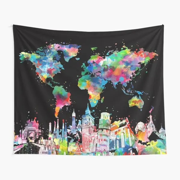 

Гобелен с картой мира, подвесной Цветной Настенный декор с принтом, красивое домашнее одеяло для йоги, искусство, спальни, гостиной