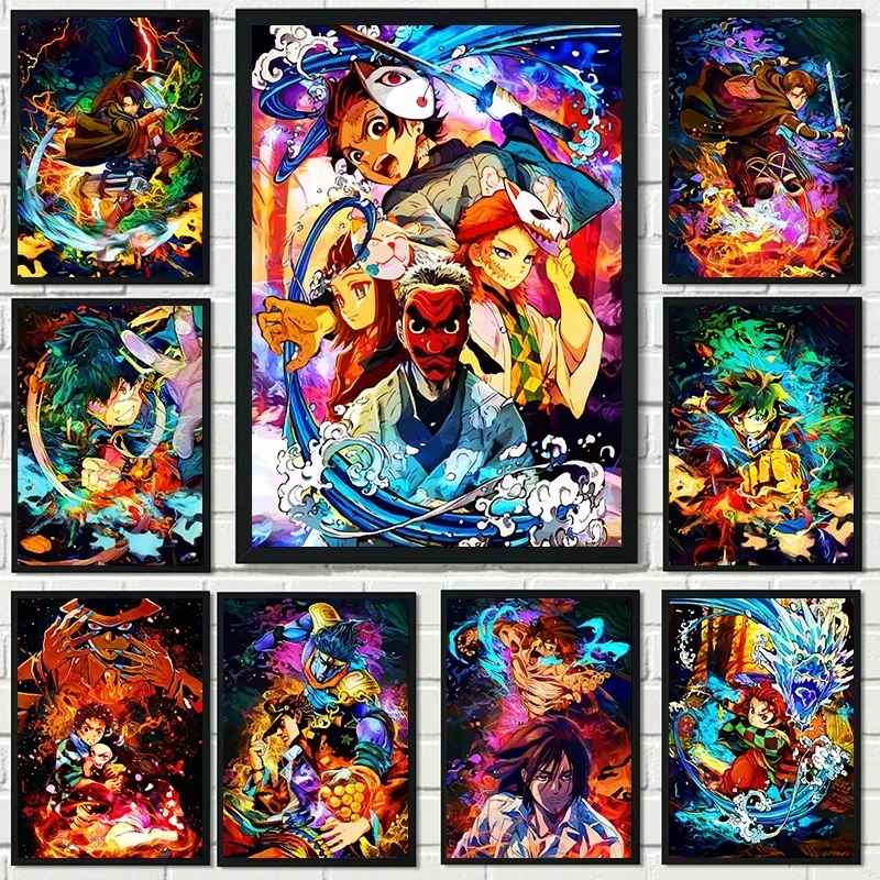 

Classic Anime Pictures Home Decoration Demon Slayer Paintings Canvas Modular Attack On Titan Poster For Bedroom Wall Art Prints