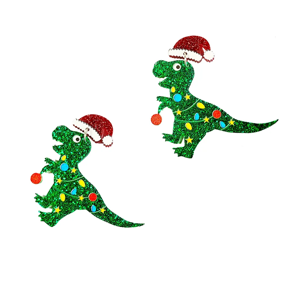 

1 Pair Lovely Dinosaur Earrings Pendants Creative Christmas Ear Ornaments Decor