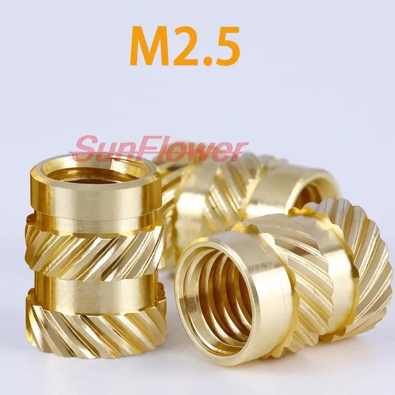 

M2.5 50Pcs Insert Knurled Nuts Brass Hot Melt Inset Nuts Heating Molding Copper Thread Inserts Nut Free Shipping