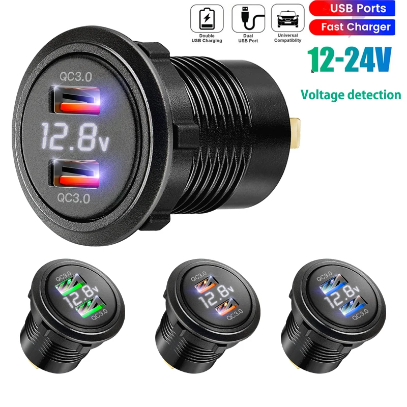 QC 3 0 вольтметр 12 В Автомобильное зарядное usb-устройство розетка адаптер для в 24