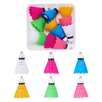 12pcs 6 colors mini plastic badminton shape pendants for key chain keyring jewelry pendants diy making accessories
