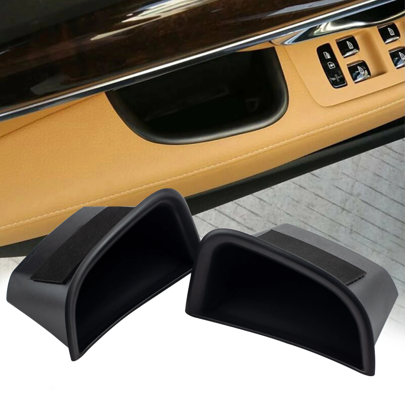 

Car Door Side Handle Armrest Storage Box ABS Plastic Black Direct Fit for Volvo S90 V90 1 Pair Car Accessories