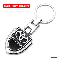 car keychain 3d alloy metal car logo shield shaped keyring accessories for toyota corolla yaris rav4 chr hilux fj e150 e120 etc