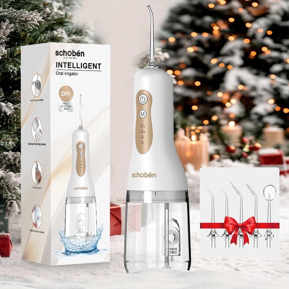 Фото Schoben-2.0 Портативный ирригатор полости рта, аккумуляторная электрическая ирригация, 4 режима очистки, улучшенный большой резервуар для воды и емкость №1