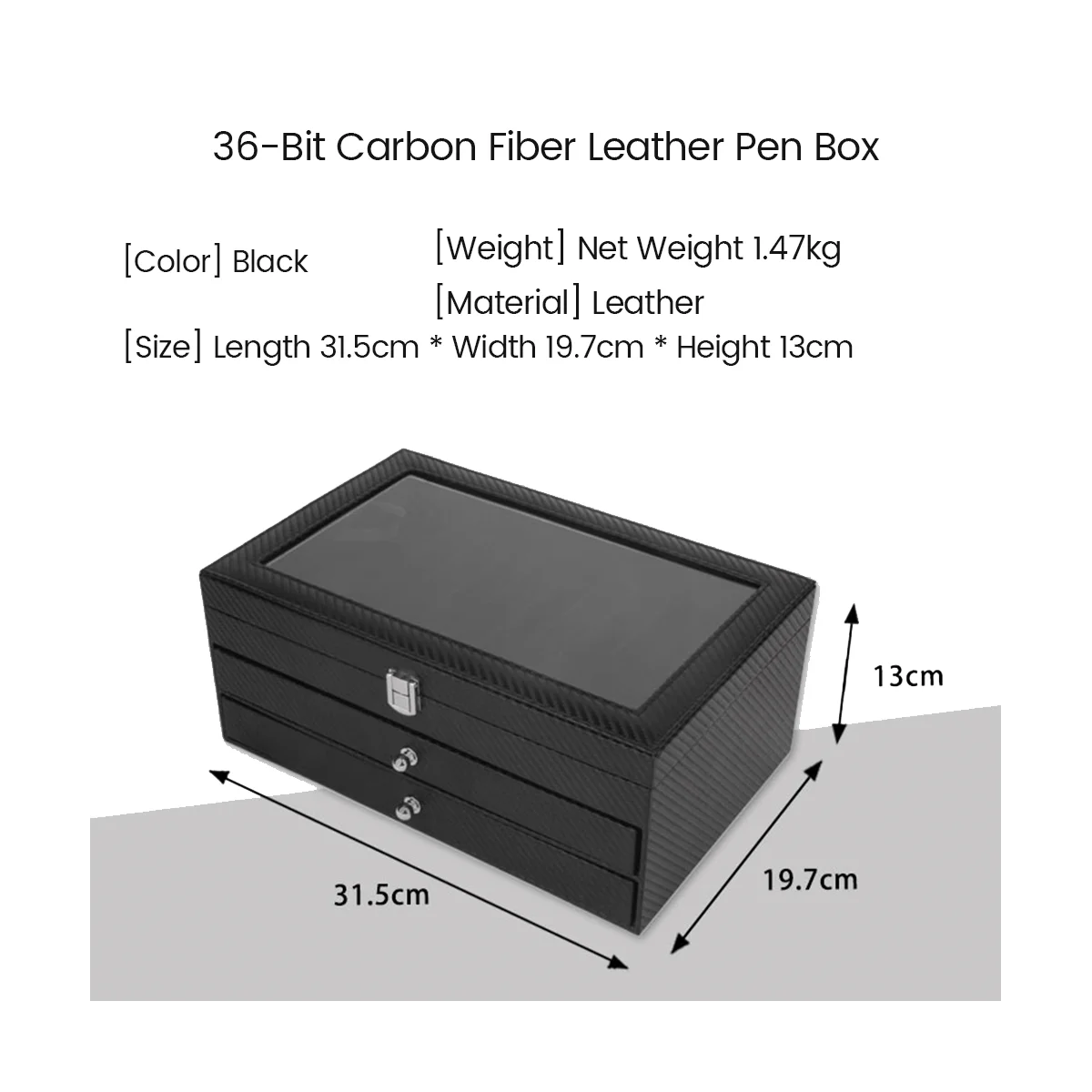 

36 Slots Wooden Pen Display Storage Box Luxury 3 Layer PU Pen Case Glass Window Fountain Case Pen-Collection Organizer 1