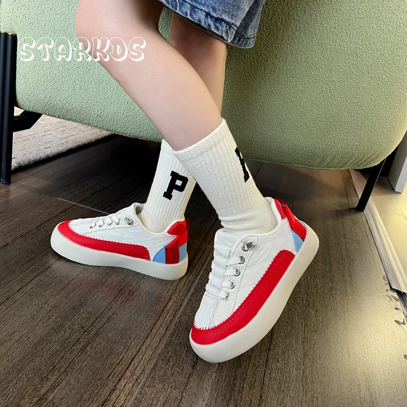 2023 Spring New Kids Slip-on Sneakers Girls Trendy Brand Design Checkered Sewing Tennis Boys Thick Sole Flat Trainer Zapatos