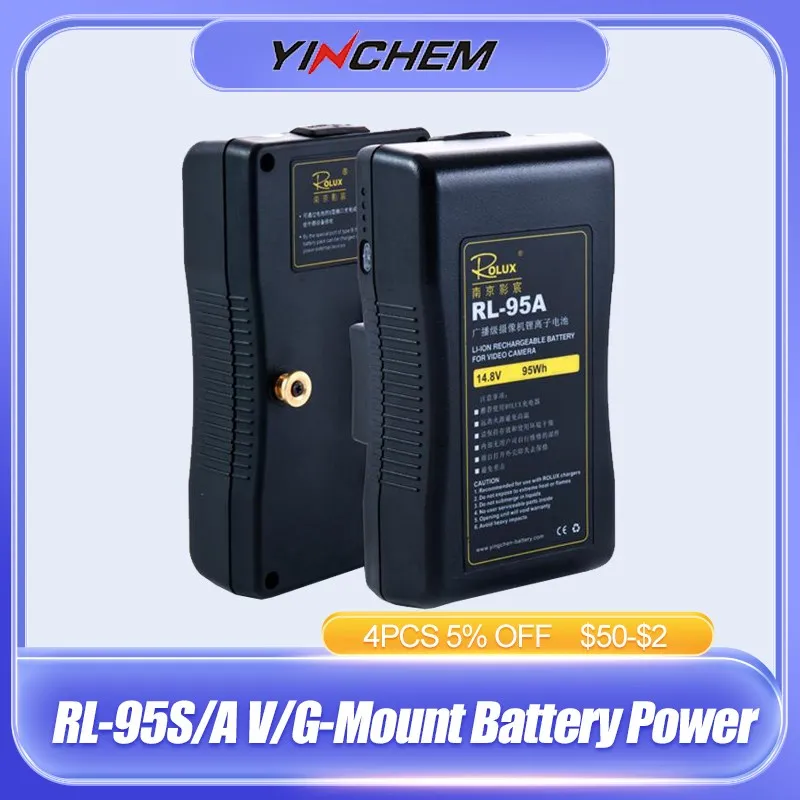 

YinChem ROLUX RL-95S/A 95WH V/Gold-Mount Lithium Camera Battery Power Bank Travel Charger for Camera DSLR Monitor Studio Light