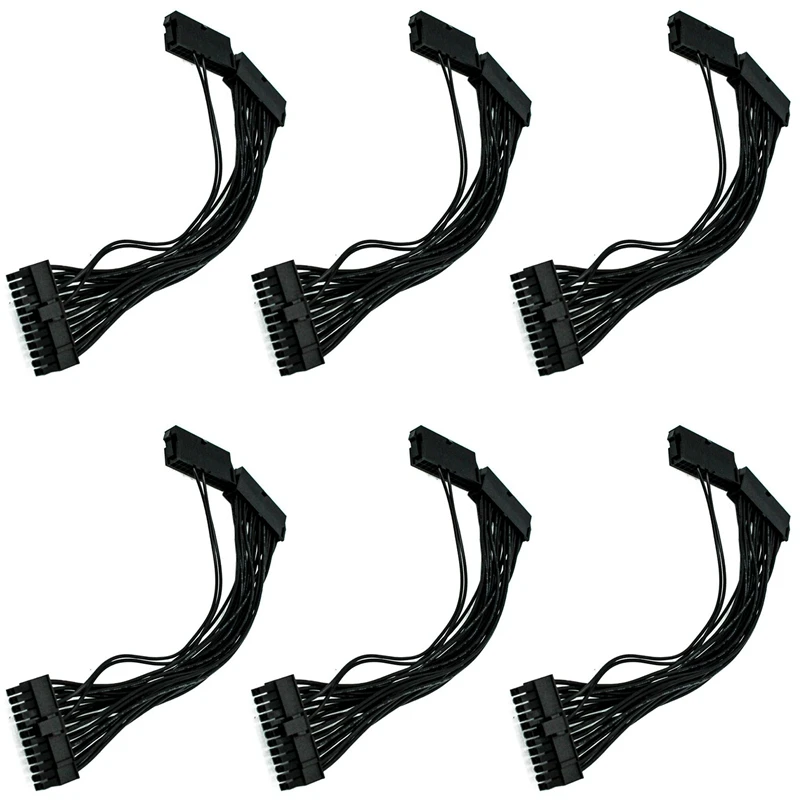 

6 Pieces of ATX 30 cm 24 Pin Dual PSU Power Extension Cord Sync Line for Computer Cable Connector for Mining 24Pin