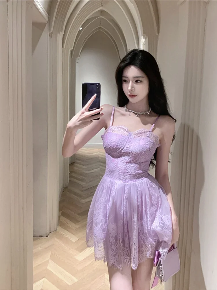 Женское платье без рукавов Ezgaga кружевное лоскутное милое облегающее во