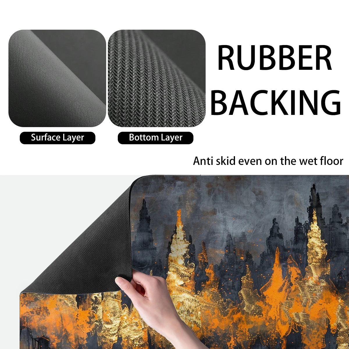 Впитывающий коврик осенняя абстрактная линия листья дерева кухонный