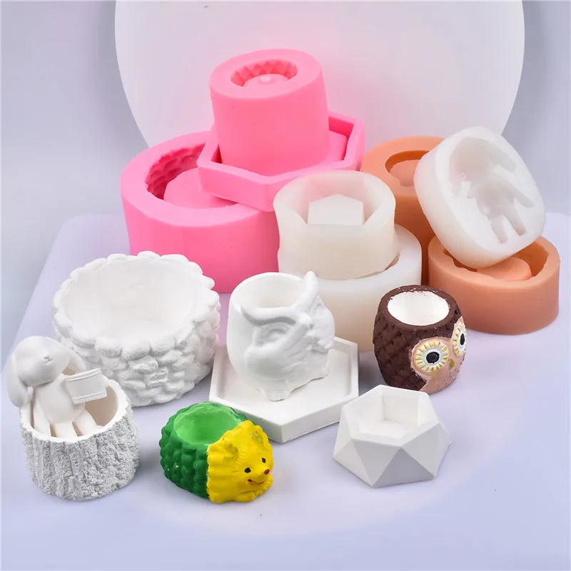 

Silicone Animal Cement Ashtray Mold Gypsum Resin Micro Landscape Desktop Plant Mini Succulent Flower Pot Mousse Mold