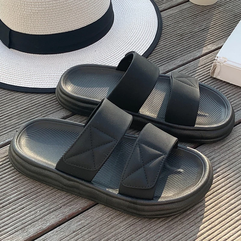 Shevalues Bandage Slippers Women 2023 New Summer Solid Color Women Platform Sandals Home Comfortable Slides Fashion Flip Flops