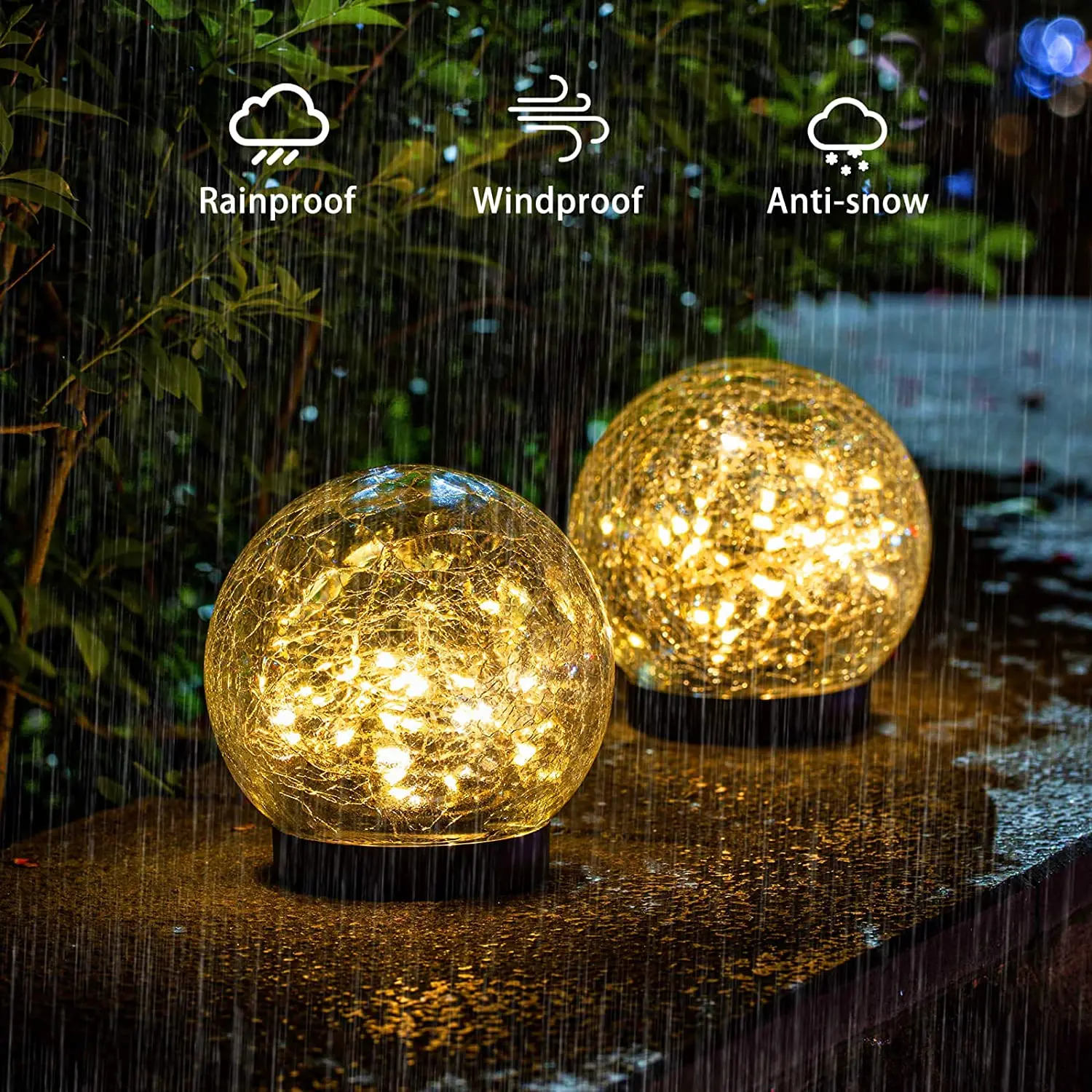 

Crackle Glass Ball Solar Lights Waterproof Sunlight Powered Lawn Lamp for Outdoor Decoration Christmas Garden Yard Pathway Patio
