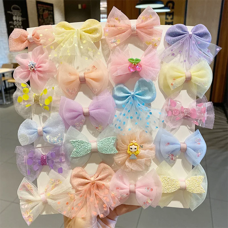 

5Pcs/Set Floral Hair Clip Set Girl Cute Bow Flower Lace Trimming Headwear Cartoon Hair Clips Hairpin Headdress Hair Accessories