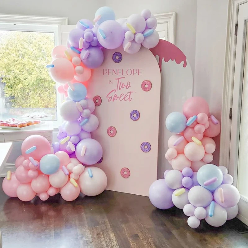 

122Pcs Macaron Donut Balloon Garland Arch Kits Pink Purple Blue Wedding Happy Birthday Party Decorations Kids Baby Shower Globo