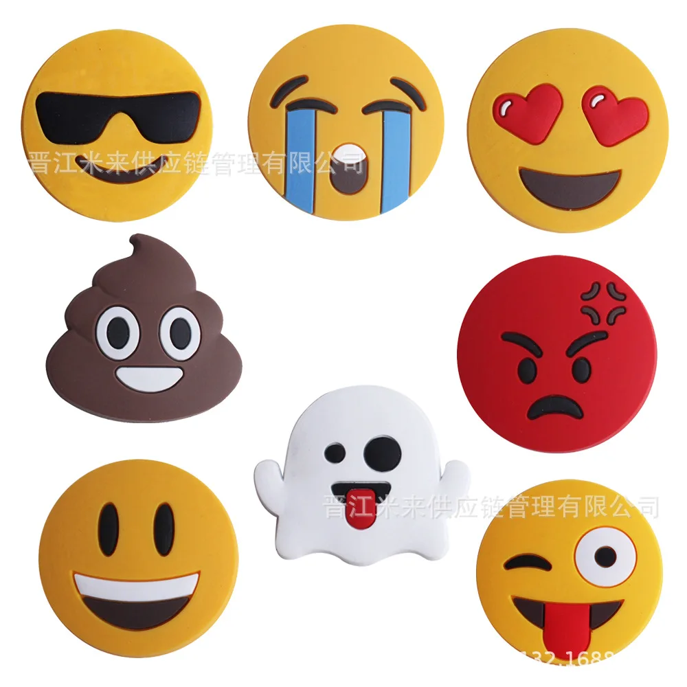 

New Funny Emoji Pack Croc Charms Decoration PVC Single Sale 1pcs Wholesale Slippers Souvenir Accessories Kids Party X-mas Gifts