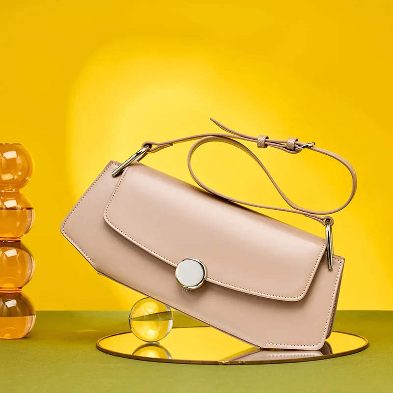 Luxury Designer Genuine Cowhide Leather Shoulder Bag for Women Vintage Ladies Armpit Bag High Quality Ol Commuting Underarm Bag