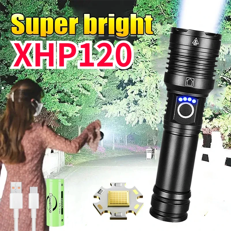 

Super XHP120 LED Flashlight 18650 Usb Rechargeable High Power Tactical Flashlights XHP70 Powerful Torch IPX6 Waterproof Lantern