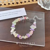 minar cute romantic rainbow irregular stones charm bracelet for women femme fashion adjustable beaded bracelets accessories 2022