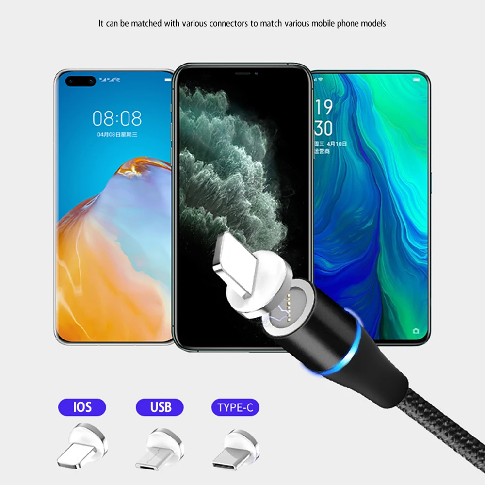 Магнитный кабель Micro USB Type-C 5 А магнитный для быстрой зарядки и передачи данных