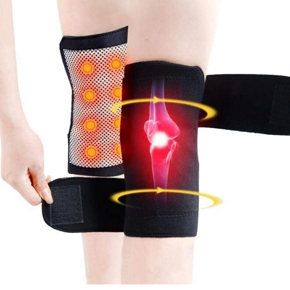 

1 Pair Knee Brace Support Pads Adjustable Tourmaline Self-heating Magnetic Therapy Knee Protective Belt Arthritis Knee Massager