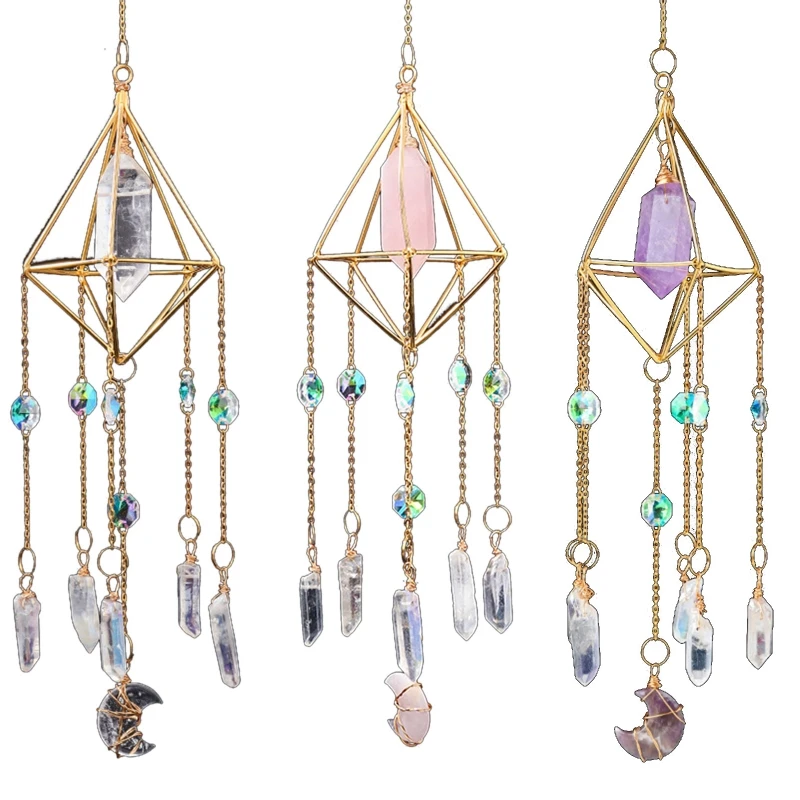 

Хрустальная подвеска в виде колокольчика с двойным наконечником, подвеска в виде Луны для Ловца солнца, украшение для дома и улицы, украшени...